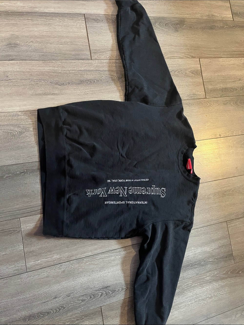 Supreme Red Tag Black Crewneck